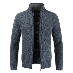 Mens Cardigan Autumn Winter Warm Thick Sweater Casual Knitwear Wind Breaker Jacket Stand Collar Overcoat Men Zipper Knitted Coat