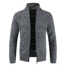 Load image into Gallery viewer, Mens Cardigan Autumn Winter Warm Thick Sweater Casual Knitwear Wind Breaker Jacket Stand Collar Overcoat Men Zipper Knitted Coat