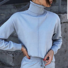 Load image into Gallery viewer, FORERUN Women Two Piece Sweater Outfit Turtleneck Sweater Knitted Pullover and Knitted Pants 2 Piece Autumn Suits and Set